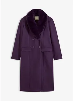 Lange jas met afneembare kraag van imitatiebont, bonprix