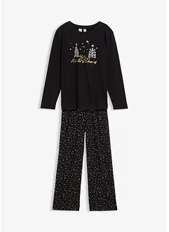 Pyjama van zacht katoen met glitterprint, bonprix