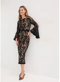 Kanten jurk met inzetstuk van satijn, bonprix