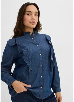 Spijkerblouse met volants, van katoen, bonprix