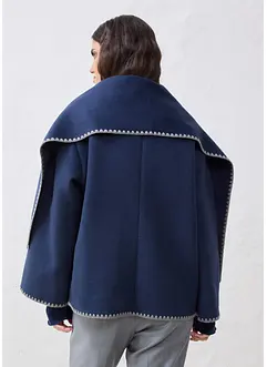 Wollen jas met sierborduursel (2-dlg. set met sjaal), bonprix