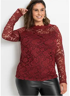 Kanten shirt met lange mouwen, bonprix