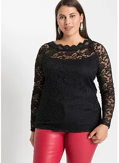 Kanten shirt met lange mouwen, bonprix