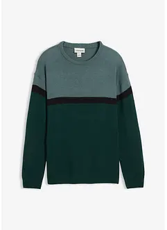 Onderhoudsvriendelijke trui met ronde hals in colourblocking-design, bonprix