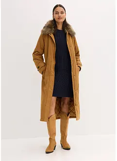 Gewatteerde trenchcoat met afneembare bontkraag, bonprix