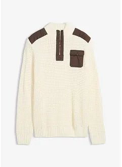 Grof gebreide trui met geweven inzet, bonprix