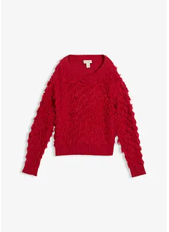 Grof gebreide trui met franjes, bonprix