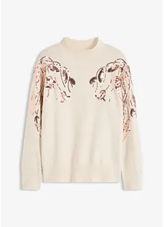 Oversized trui met pailletten, bonprix