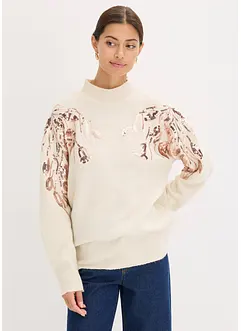 Oversized trui met pailletten, bonprix