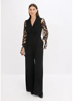 Jersey jumpsuit met mesh mouwen, bonprix