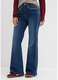 Flared jeans met studs, high waist, bonprix