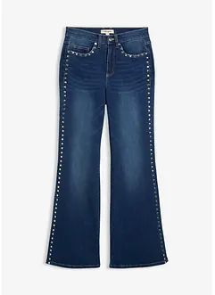 Flared jeans met studs, high waist, bonprix
