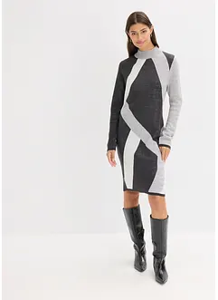 Gebreide jacquard jurk met trendy strepen, bonprix