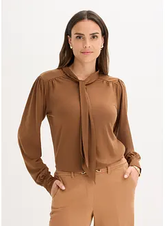 Shirt met viscose en satijnen strik, bonprix
