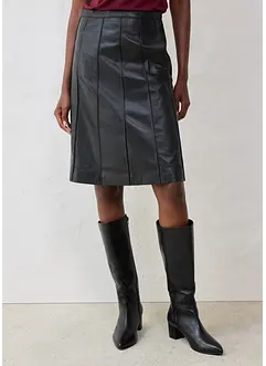 Uitlopende leren rok van lamsnappa, bonprix