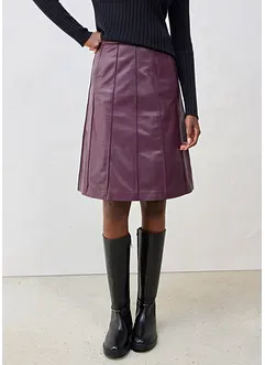 Uitlopende leren rok van lamsnappa, bonprix