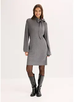Gebreide jurk met strik in een zachte viscosemix, bonprix