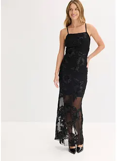 Maxi jurk met gebloemd borduursel, bonprix