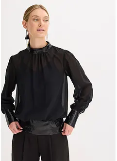 Blouse van fijne tule met pailletten, bonprix