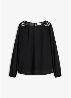 Chiffon blouse met strass, bonprix