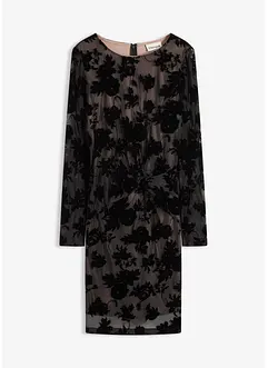 Mini jurk van fijne mesh met flockprint, bonprix