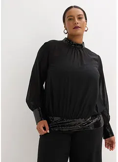 Blouse van fijne tule met pailletten, bonprix