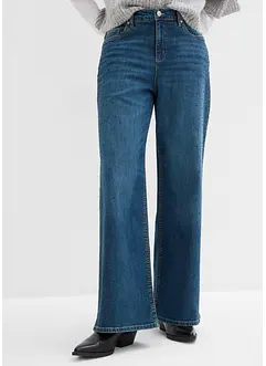 Wide leg jeans, mid waist, met glinsterende steentjes, bonprix