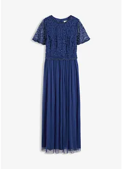 Maxi jurk van fijne tule met paillettenborduursel, bonprix