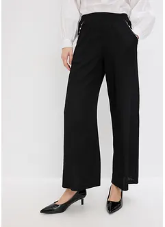 Broek van gestructureerde jersey met parel applicatie, bonprix