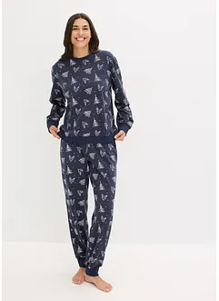 Pyjama van katoen met een glanzend dessin, bonprix