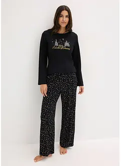 Pyjama van puur katoen met glitterprint, bonprix