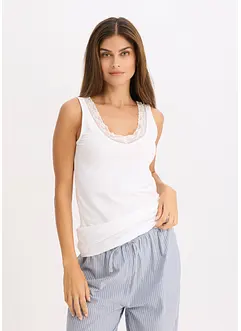 Hemd met biologisch katoen en kant (set van 2), bonprix