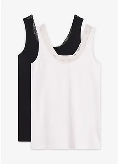 Hemd met biologisch katoen en kant (set van 2), bonprix