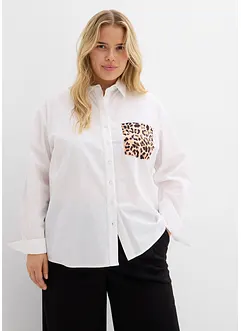 Oversized overhemd met borstzak in contrastkleur, bonprix