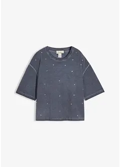 T-shirt met glittersteentjes van puur katoen, bonprix