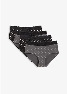 Maxi hipster (set van 4) met kant en biologisch katoen, bonprix