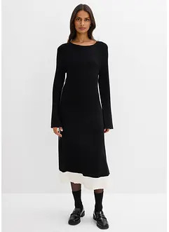Gebreide jurk in een viscosemix met contrasterende details, bonprix
