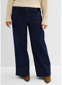Wide leg jeans met biologisch katoen, mid waist, bonprix