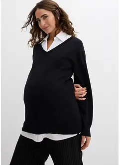Zwangerschapstrui met een mouwloze blouse van biologisch katoen, bonprix