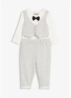 Feestelijk setje met romper, vlinderdas en broek van puur biologisch katoen (3-delig setje), bonprix