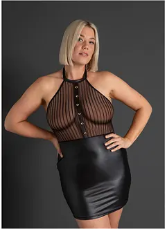 Sexy halter jurk in wetlook, bonprix