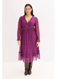 Jersey midi jurk van mesh, bonprix