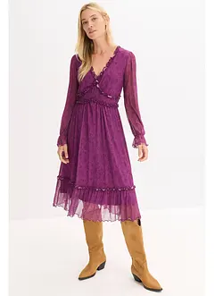 Jersey midi jurk van mesh, bonprix