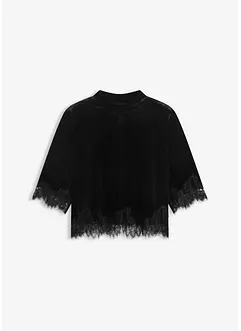 Shirt van fluweel met kant, bonprix