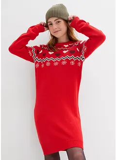 Gebreide meisjes jurk met Noors patroon, bonprix