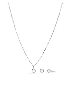 Ketting & oorringen van 925 sterling zilver (3-dlg. sieradenset), elli