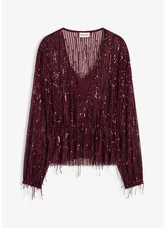 Paillettenblouse met franjes, bonprix