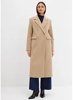 Lange jas in wollen look met dubbele knopen, bonprix