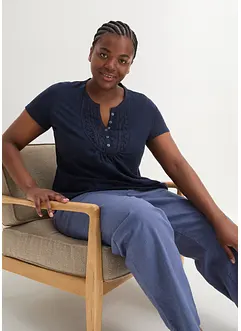 Katoenen shirt van slub garen, korte mouw, bonprix