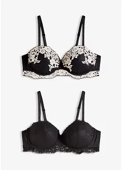 Balconette bh met tweekleurig kant (set van 2), bonprix